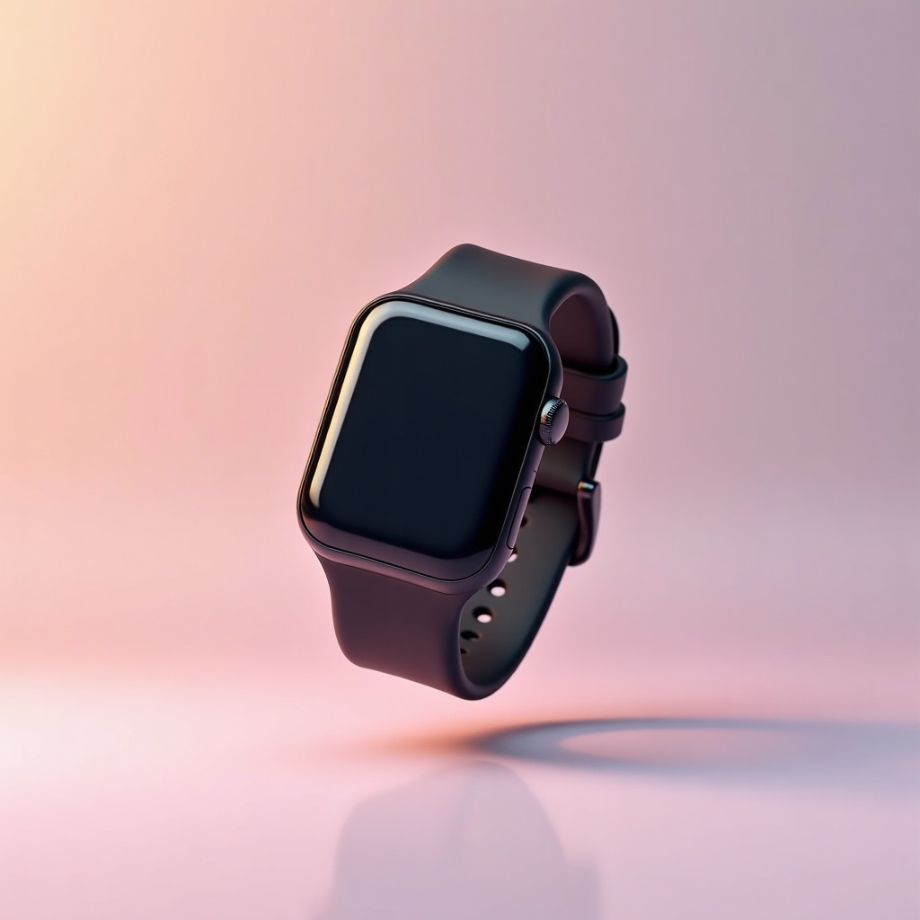 Premium product shot of a matte smartwatch on a pink gradient, generated by Lyra